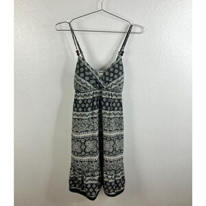 LEI Babydoll Sleeveless Dress Size L Grey Y2K Boho Tribal Beach Vacation Fairy